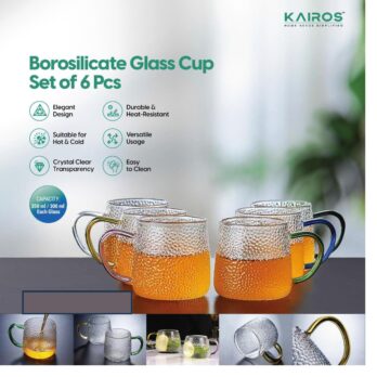 BOROSILICATE GLASS CUP SET OF 6 PCS 350ML