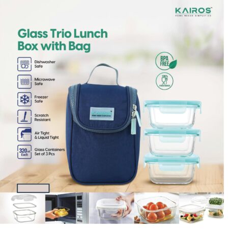 GLASS TRIO LUNCH BOX WITH BAG