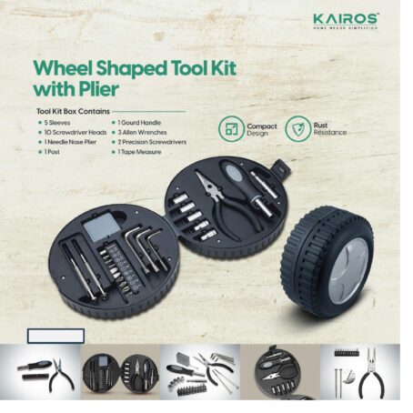 WHEEL SHAPED TOOL KIT WITH PLIER